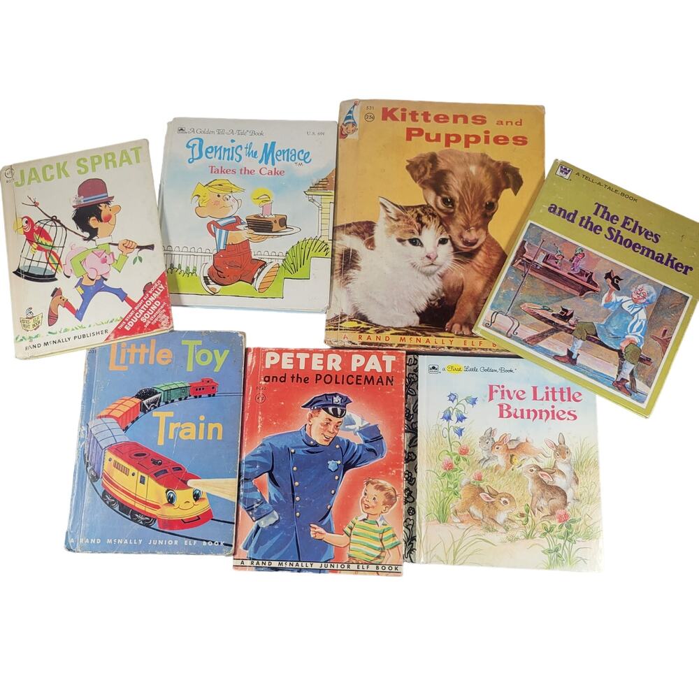 Vintage Lot of 7 Children's Books Rand McNally Golden Tell-a-Tale 1950s-70s